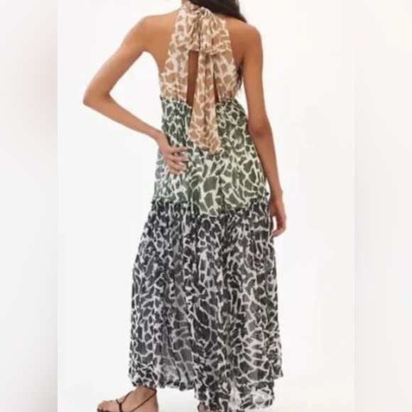 Anthropologie Maeve M NWT Keyhole Halter Maxi dress Tiered Medium 180$ Bohemian. - Picture 4 of 5